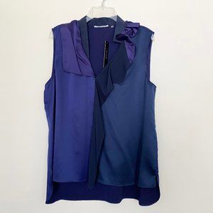 T Tahari Lavinia Blue Purple Sleeveless Blouse Top